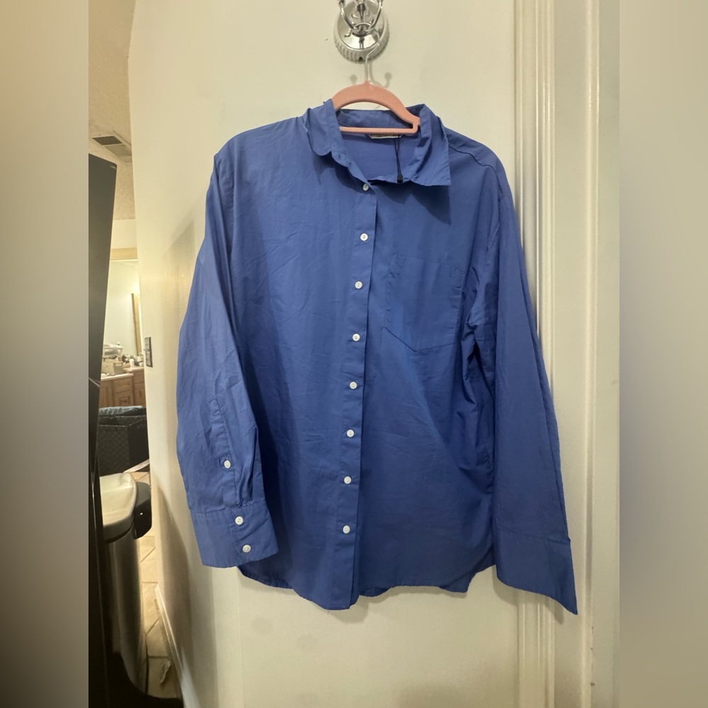 Stradivarius Blue Casual Button Down Shirt with Classic Collar